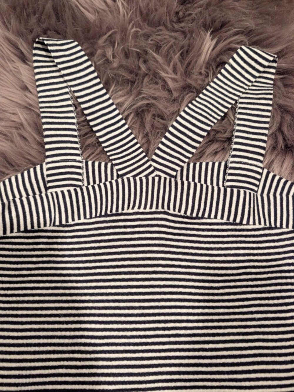 BLACK AND WHITE BABY STRIPED KNIT HALTER TANK - Picture 2 of 3